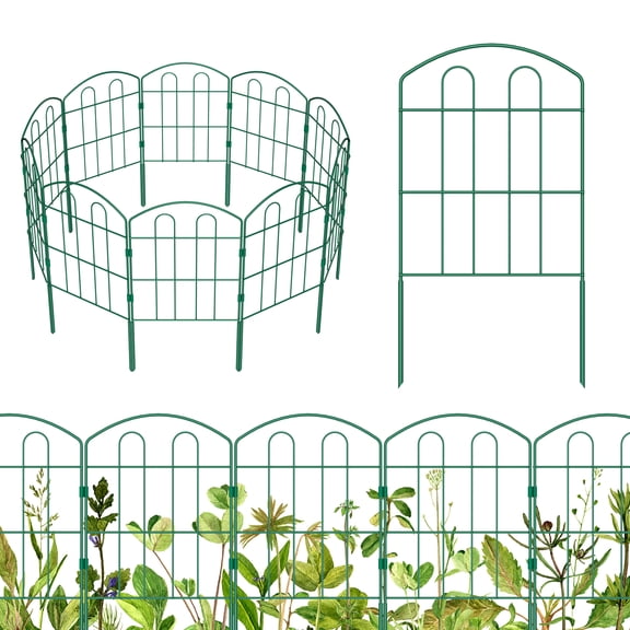 24 Inch Tall Garden Fence, 10 Panels Rustproof Metal Wire Fence Border, Total 10ft Long Animal Barrier for Outdoor Yard, Patio, Flower Bed, No Dig Decorative Fencing for Dogs