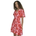 thumbnail image 3 of Falling Flowers Women's Floral V-Neck Flutter Sleeve Fit & Flare Dress, Sizes XS-XL, 3 of 6