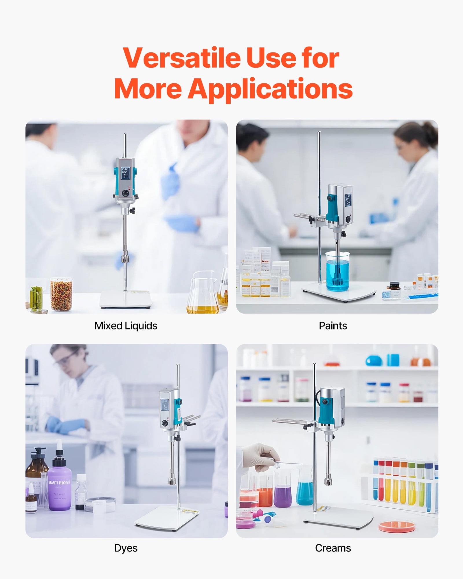 VEVOR Homogenizer, 900 W Laboratory High Speed Dispersing Homogenizer, 2000-28000RPM High Shear Lab Mixer Emulsification Machine, Digital Display Blender, Stainless Steel