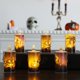thumbnail image 1 of Velas sin llama para Halloween, juego de 6 velas con forma de castillo que funcionan con pilas para Halloween, velas LED parpadeantes para Halloween, decoración de mesa para Halloween, color naranja, 1 of 5