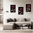 thumbnail image 4 of ZHONGYUTONG Rose Gold Wall Art Set of 3 Black and Gold Flower Painting Prints Red Rose Canvas Pictures Floral Bathroom Bedroom Home Decor Framed (11.00" x 14.00" x 3PCS), 4 of 4