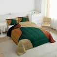 thumbnail image 4 of Manfei Abstract Geometric Desgin Bedding Comforter Set,Boho Geometric Lines Twin Comforter Sets,Green Brown Bedding Set For Teens,Luxury Bedroom Decor Reversible,2pcs, 4 of 9