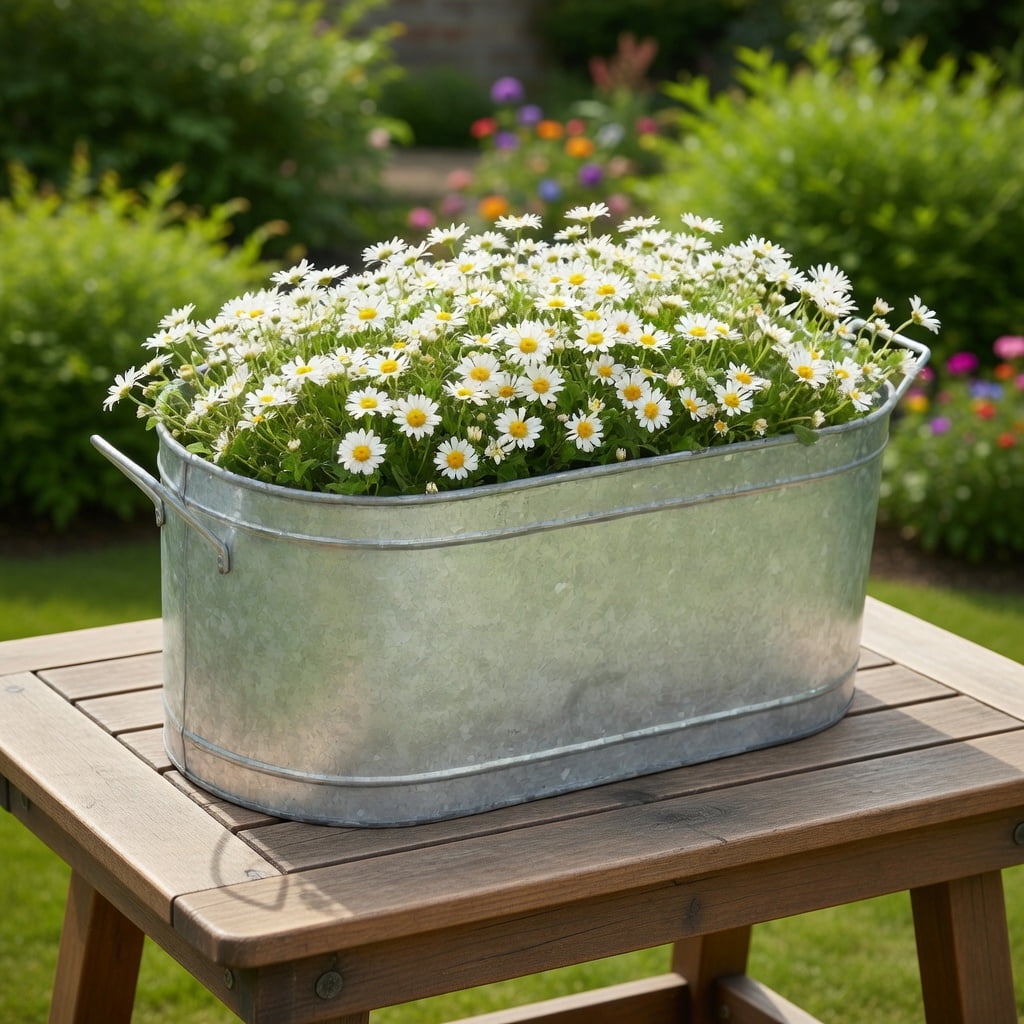 HOSLEY 18 in x 8.5 in x 7 in Oval Other Metal Solid Print Nature Plant Pot