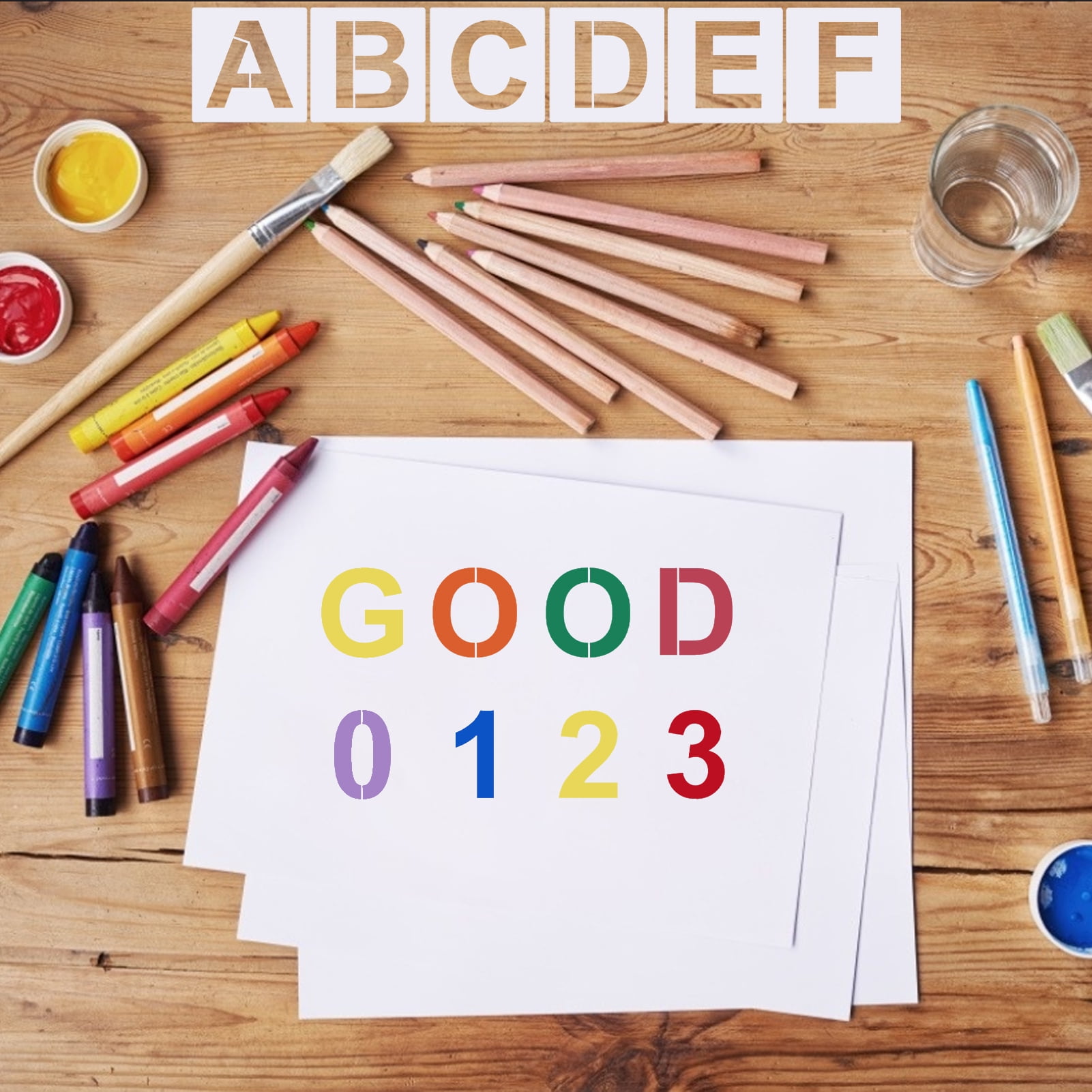 Abanopi 62pcs 4 inch Letter and Number Stencils Reusable Washable Alphabet Stencils Environment-friendly Pet Art Craft Templates for Painting on Wood
