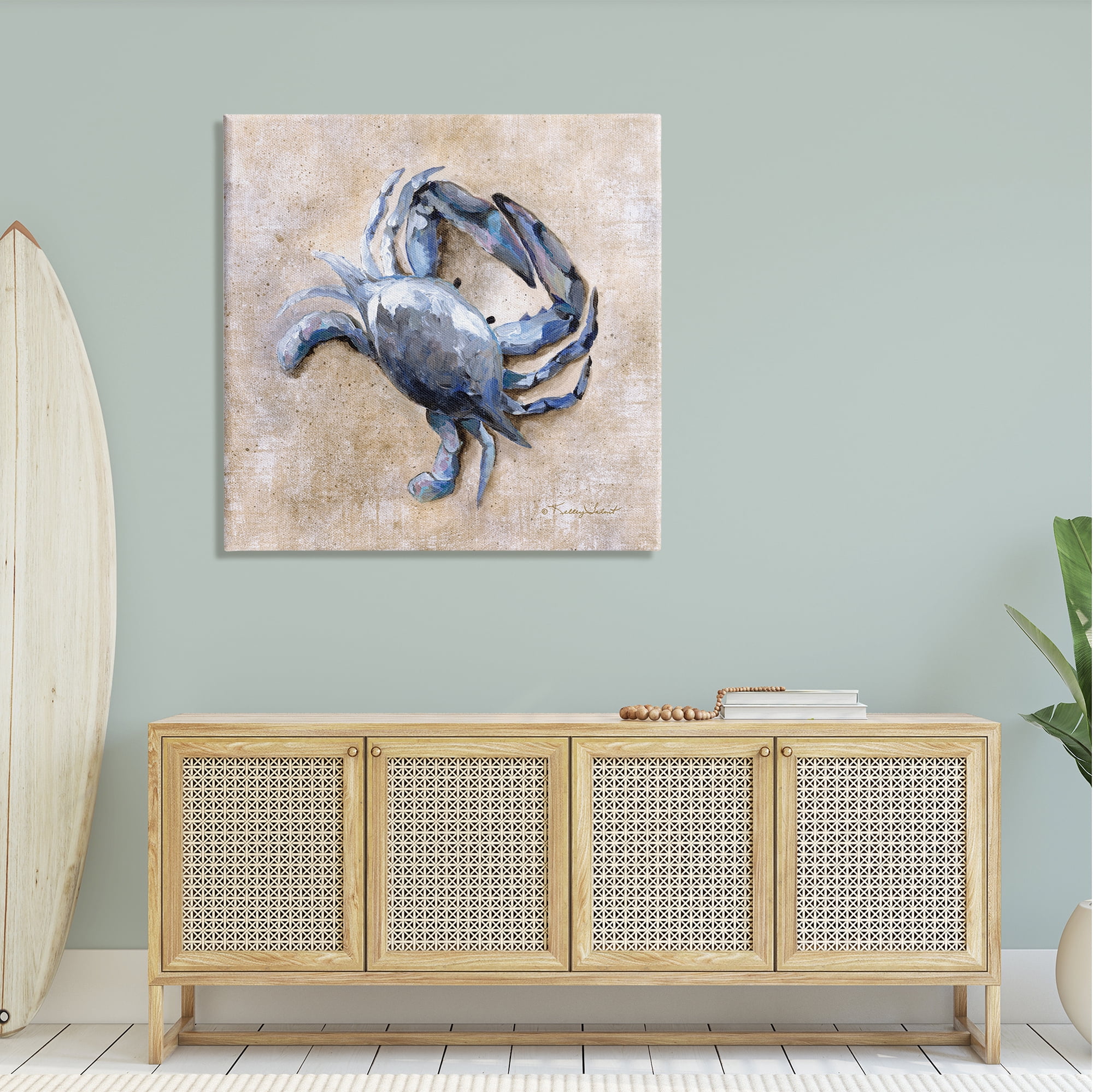 Stupell Marine Crab Sandy Ocean Life Landscape Painting Gallery Wrapped Canvas Print Wall Art
