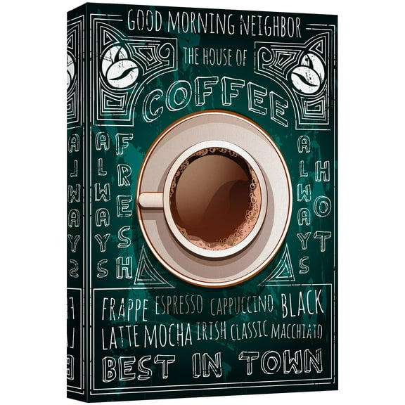 wall26 Canvas Wall Art - Vintage Poster Style Cup of Coffee Art - Giclee Print Gallery Wrap Modern Home Art Ready to Hang - 12x18 inches
