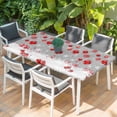 thumbnail image 2 of Grey Red Christmas Balls Table Cloths for 4 Foot Rectangle Tables, Xmas Snowflake Patio Waterproof Elastic Fitted Tablecloths, Washable Rectangular Table Cover for Camping, 2 of 8