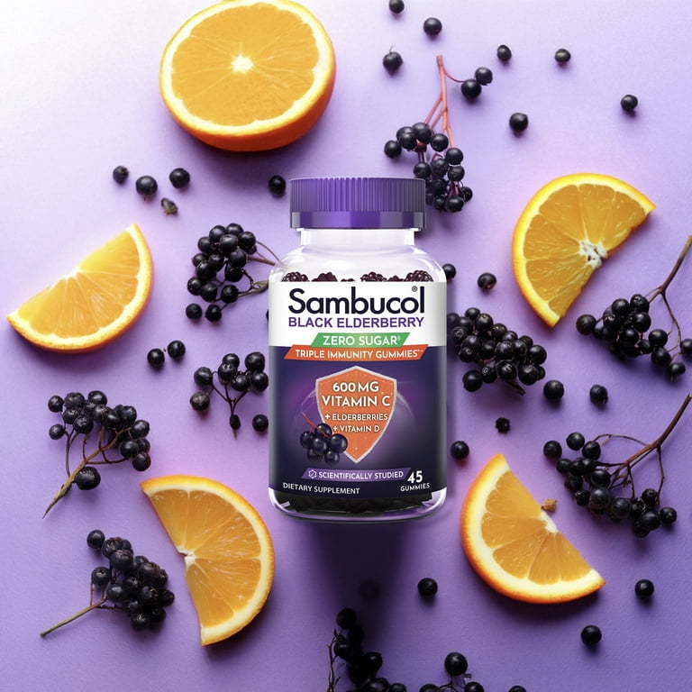 Sambucol Triple Immunity Zero Sugar Gummies with Vitamin C and