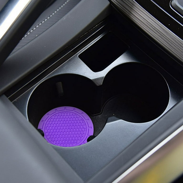 2PCS Car Cup Holder Anti Slip Insert Coasters – Black PVC Interior Accessories