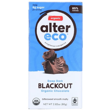 Alter Eco Organic Dark Chocolate Bar, Classic Blackout, 85% Cocoa, 2.82 oz (80 g)