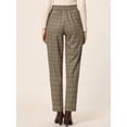 thumbnail image 4 of Pantalones A Cuadros De Tartán Vintage Para Mujer Pantalones Largos Rectos De Cintura Elástica Camello M, 4 of 6