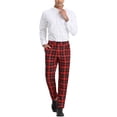 thumbnail image 2 of INSPIRE CHIC Men's Plaid Regular Fit Flat Front Classic Elastic Waist Suit Pants 38 Red, 2 of 7