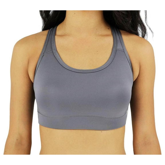 WOMEN'S W SPORT ATHLETIC GYM SPORT FITNESS WORKOUT SPORTS BRA CROP TOPS AP-4823 (Gray, M)