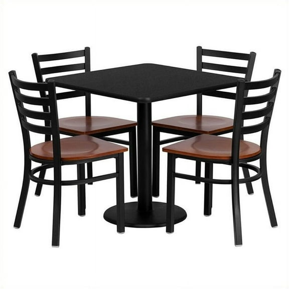 Bowery Hill 5 Piece Square Laminate Table Set in Black