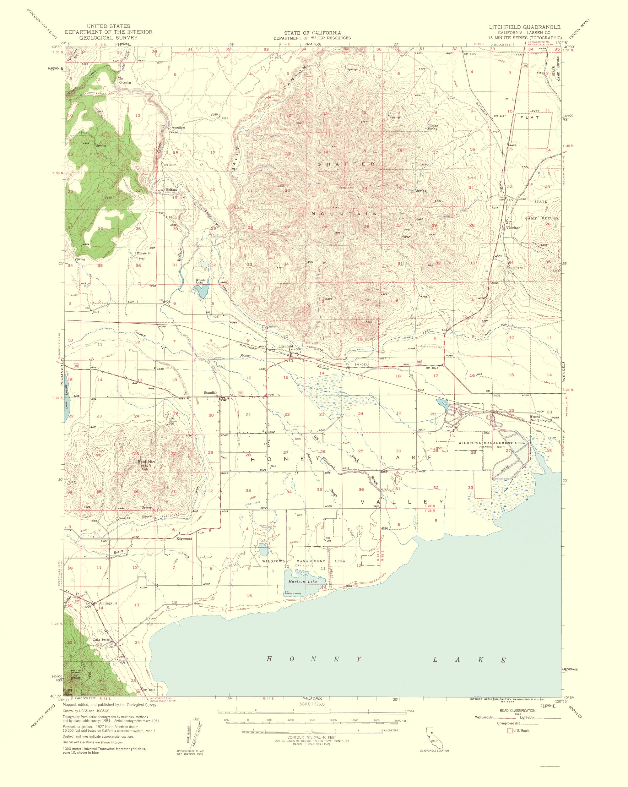 Litchfield California Quad USGS 1954 23 x 28.80