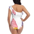 thumbnail image 5 of Honeii Watercolor Gnome Garden for women's one-piece swimsuit featuring a chic one-shoulder design experience elegance and style in the water-X-Large, 5 of 6
