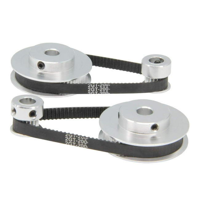 Zeberoxyz Juego de 2 poleas de sincronización de aluminio GT2 de 20 y 60 dientes con 2 piezas de longitud de 200 mm de ancho y correa de 6 mm (20-60T-8B-6)