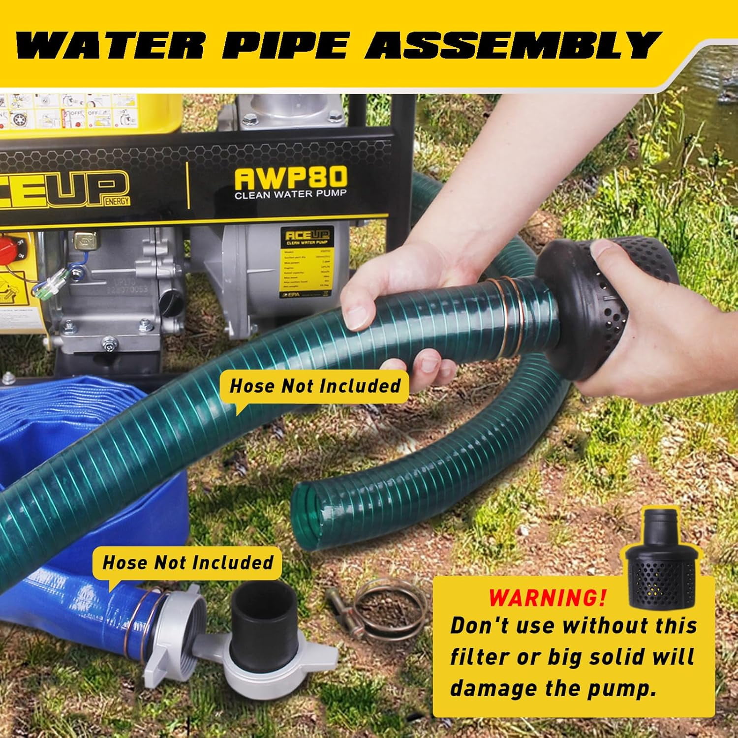 Aceup Energy Gas Water Pump 3 Inch, 265 GPM 7HP 208cc Portable Irrigation Pump EPA Certified