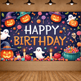 thumbnail image 2 of Pumpkin Decor Halloween Banner Ghost Theme Happy Birthday for Birthday Celebration Holiday Party Indoor Decoration, 2 of 8