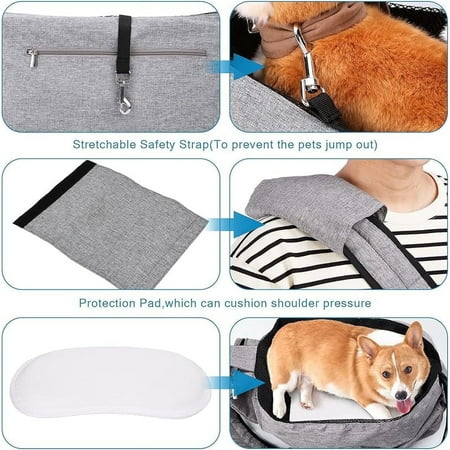 Pet Sling Carrier  Fits 15 to 20lbs Extra-Large Dog/Cat Sling Carrier Reversible and Hands-Free Dog Bag with Adjustable Strap and Pocket Shoulder Pad  Beige