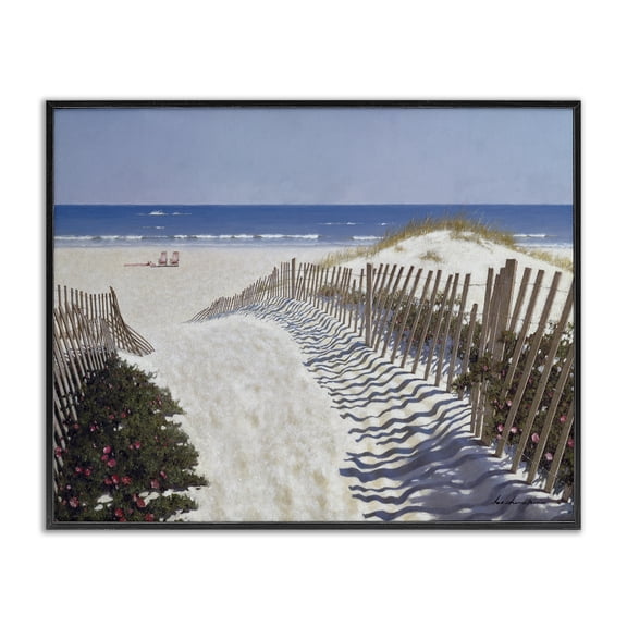 Stupell Industries Traditional Fenced Pathway to Beach Black Framed Giclee Art, 14 x 11, by Zhen-Huan Lu