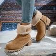 thumbnail image 4 of Women'sMid-Calf Boots Retro Suede Mid Calf Boots with Side Zipper Chunky Heel for Warm Comfortable Winter Fashion Khaki 37, 4 of 6