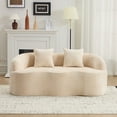 thumbnail image 3 of SOULART 66.93" Loveseat Sofa, Beige Curved Cream Couch with Round Armrest, Compression Design with 2 Pillows, No Assembly Required for Small Spaces, 3 of 11