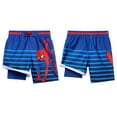 thumbnail image 4 of Marvel Spider-Man Little Boys Compression UPF 50+ Swim Trunks Blue Stripes 5-6, 4 of 5