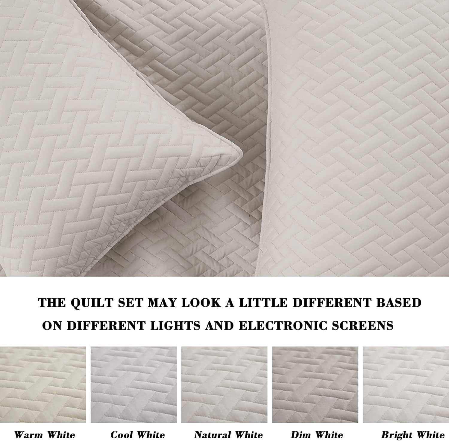 Exclusivo Mezcla 3-Piece King Size Quilt Set with 2 Pillow Shams, Basket Quilted Bedspread/Coverlet/Bed Cover(96"x 104", Brich Beige) -Soft, Lightweight and Reversible