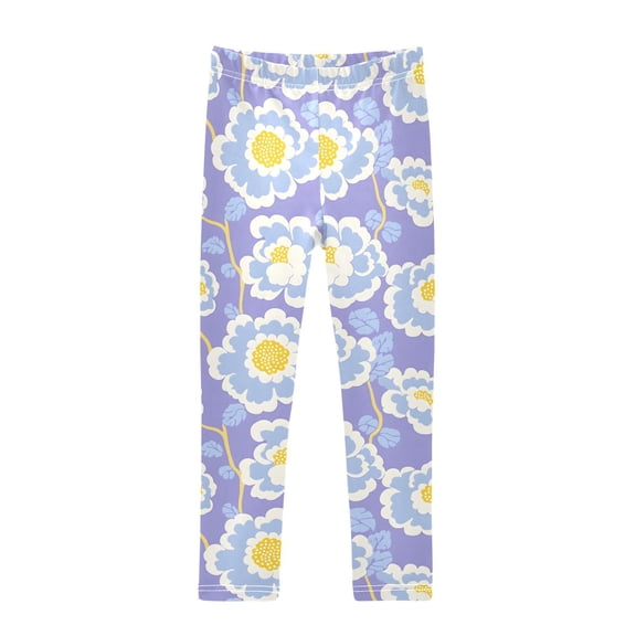 joogoo Girls' Leggings Purple Floral Yoga Pants 6T