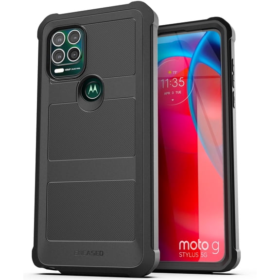 Encased Falcon Armor for Moto G Stylus 5G Case, Protective Heavy Duty Full Body Phone Case (Black)