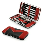 10 piece Manicure Pedicure Set Nail Clippers Beauty Care Grooming Kit with Case, Red