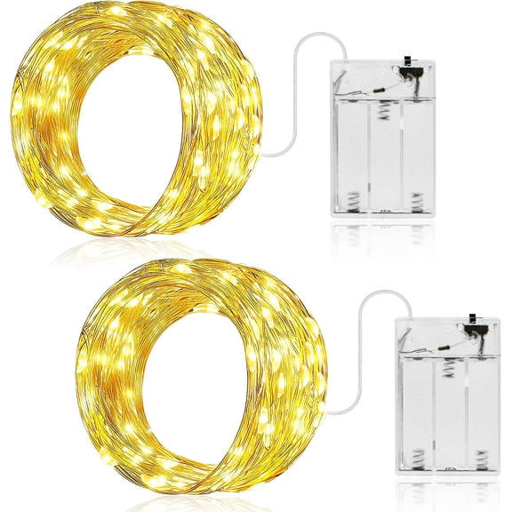 LINLIN 2 Packs Battery Fairy Lights,5m 50 LED Fairy Lights Battery Operated, Waterproof String Lights Copper Wire Bottle Lights, for Indoor Bedroom Outdoor Wedding Decorations
