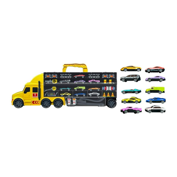 Juguetes de camión transportador para niños,Juego de juguetes de camión transportador de transporte,Juguetes para niños pequeños,Coche de eyección de amarillo