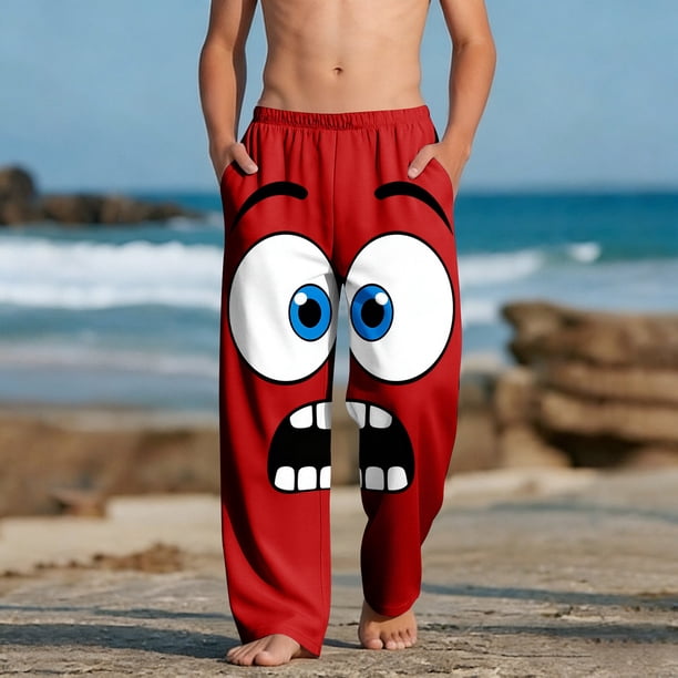 Pantalones largos para niños y niñas, de moda, estampados, casuales, de playa, con bolsillos.