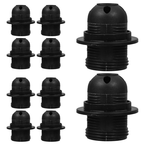 OUNONA 10pcs E27 Full Thread Clip On Lamp Socket Adapter for Household Light Bulb Base Screw Holder Replacement Black DIY Accessories