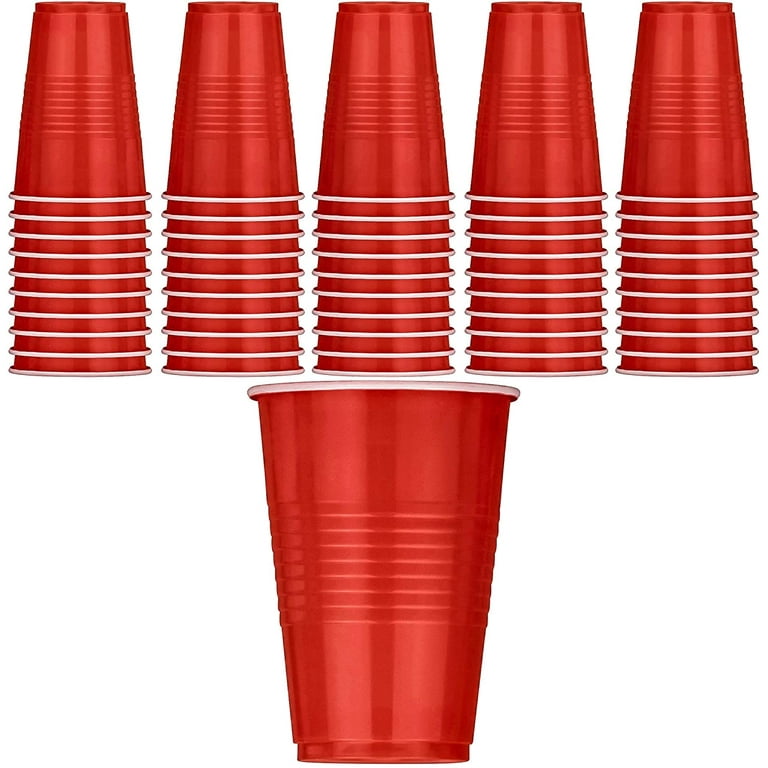 DecorRack 50 Plastic Cups 16 oz, Large Party Cups, Disposable Bulk Party  Cups (Red)