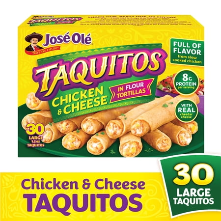 Jose Ole Chicken & Cheese Flour Taquitos, Frozen Mexican Food, 45 oz, 30 Count