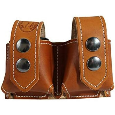 Barsony New Saddle Tan Leather Revolver Double Speed Loader Pouch for .22 .38 .357 Revolvers