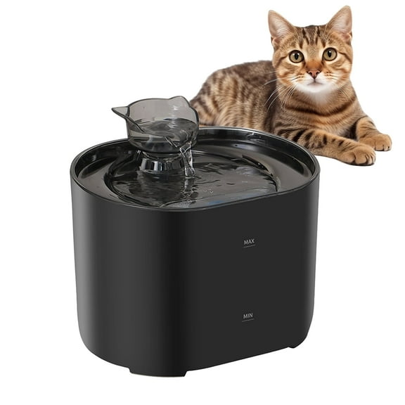 Automatic Cat Water Fountain,2.2L/74oz Capacity,Ultra-Quiet Pump,Three-Layer Filtration System,Two Drinking Modes Suitable for Cats & Small Dogs Pet Water Dispenser,Black Pet Fountain with Adapter