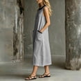 thumbnail image 5 of Womens Summer Dresses Sleeveless Sundresses Women's Casual Crew-Neck Multi-Color Pocket Sleeveless Dress Gray L, 5 of 6