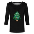 thumbnail image 4 of Meichang Hauts à Manches 3/4 pour Femmes T-Shirts Graphiques Arbre de Noël T-Shirts Confort Col Ras du Cou Tee Hauts Coupe Ample Chemisiers des Fêtes, 4 of 5
