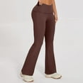 thumbnail image 5 of HXWCHs Junior's Foldover Bootcut Yoga Pants Comfy Lounge Active Pants Brown L, 5 of 5