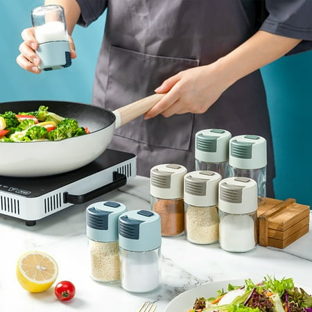 

100ml Pressing Design Seasoning Jar Transparent Glass Salt Sugar Seasoning Box MUTOCAR Dust-proof Transparent Kitchen Tools