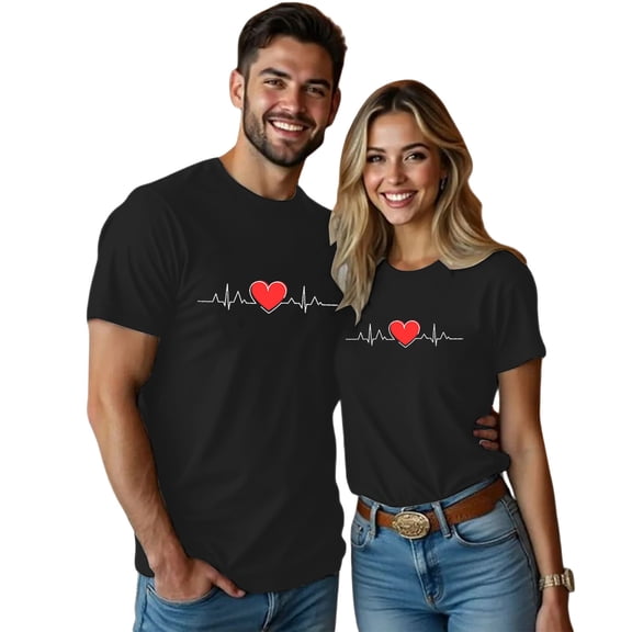 CAIXIA Matching Couples T‑Shirts for Him and Her Love Matching Outfits Valentine Anniversary Wedding Couples Gifts,Unisex/L