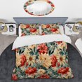 thumbnail image 2 of Designart "Coral Blooms In Beige Vintage Garden" Floral Bedding Covert Set - Cottage Bed Set With 2 Shams, 2 of 5