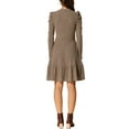 thumbnail image 3 of INSPIRE CHIC  Women's Sweater Dress Crew Neck Collar Long Puff Sleeve Side Pockets Solid Color Dresses XS Camel, 3 of 6