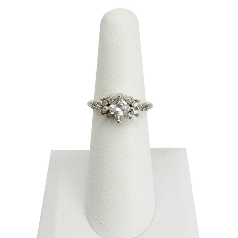 Believe in Brilliance Women s Fine Silver Plate with AAA Cubic Zirconia Engagement Ring Size 6 Walmart