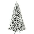 thumbnail image 4 of Resenkos Artificial 7ft Flock LED-lit Christmas Tree with 1072PVC Mixed Branch Tips,Hinged Premium & Foldable Base for Indoor Holiday Decorating, Green White, 4 of 12