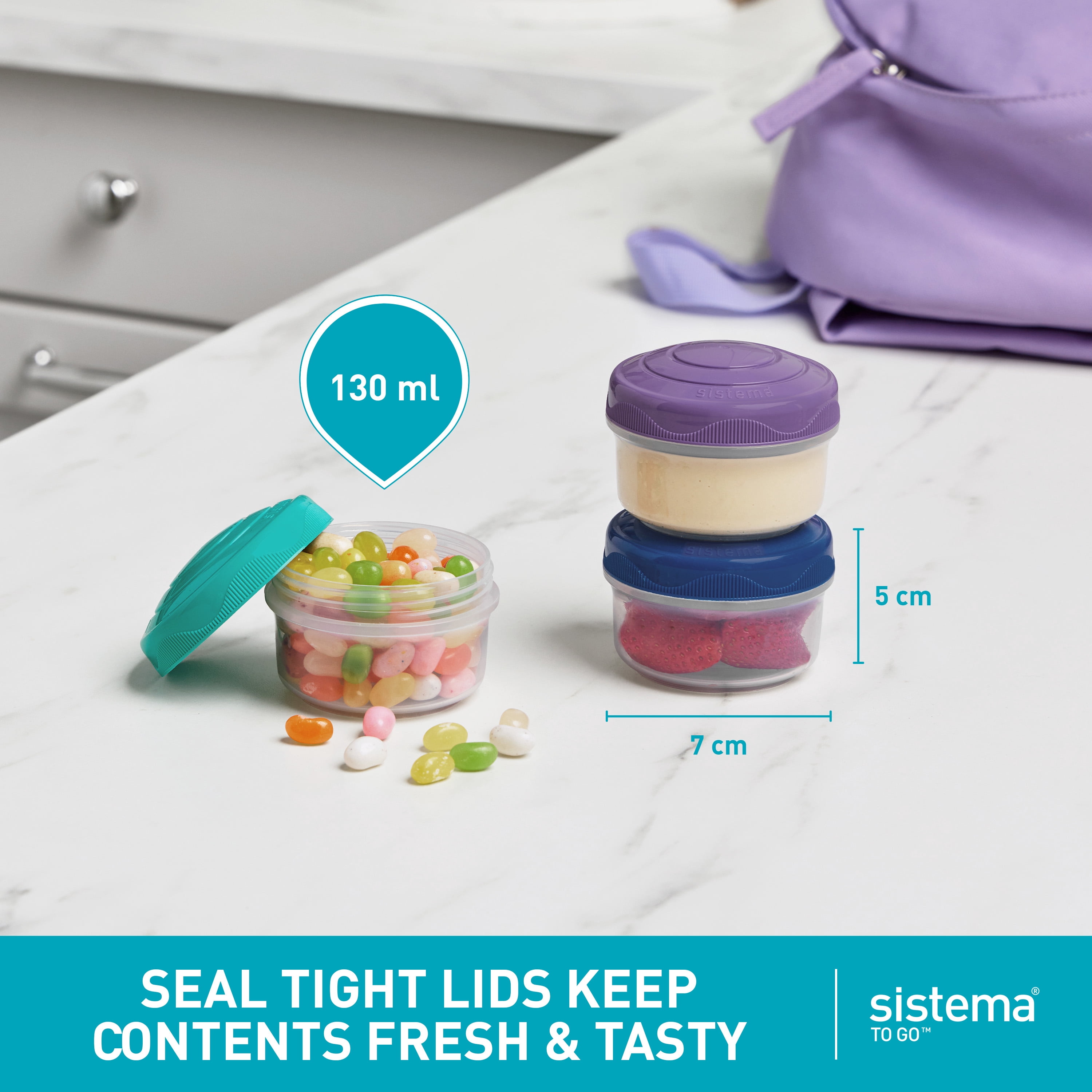 Sistema To Go Round Mini Bites 3-Pack (Colors May Vary)